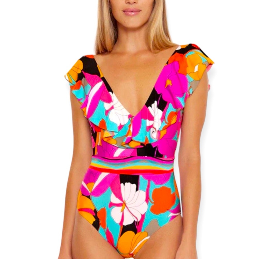 Trina Turk Gemini Ruffle One Piece Size 6